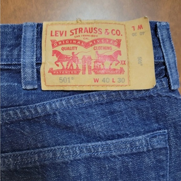Men's Levi's 501 White Oak Cone Denim Classic Button Fly Blue Jeans 40x30 tag - Picture 4 of 4